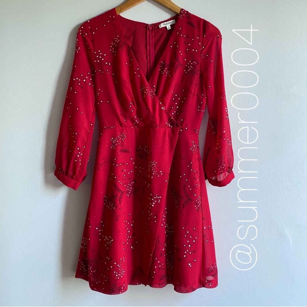 Like New Madewell Hazelwood Wrap Dress Dress Red 0 - Picture 10 of 11